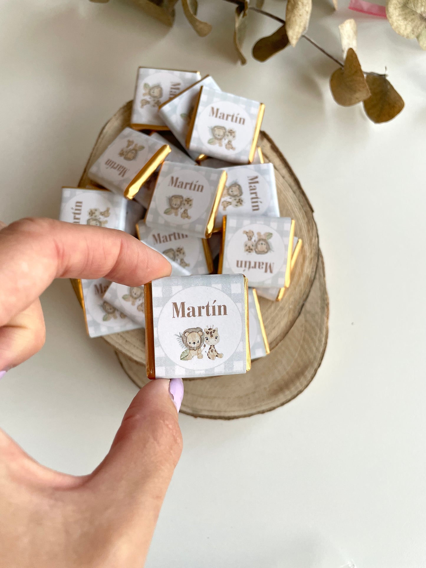 Bombones personalizados para bautizo (20uds.)