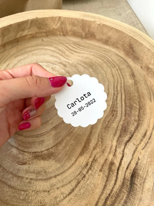 etiqueta borde redondeado minimalista para eventos