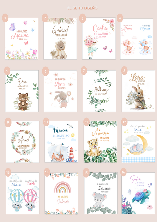 Pegatinas personalizadas para bautizo (12 uds.)