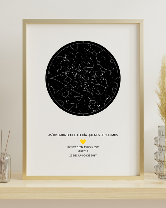 Lámina Mapa Estelar Personalizado Circulo