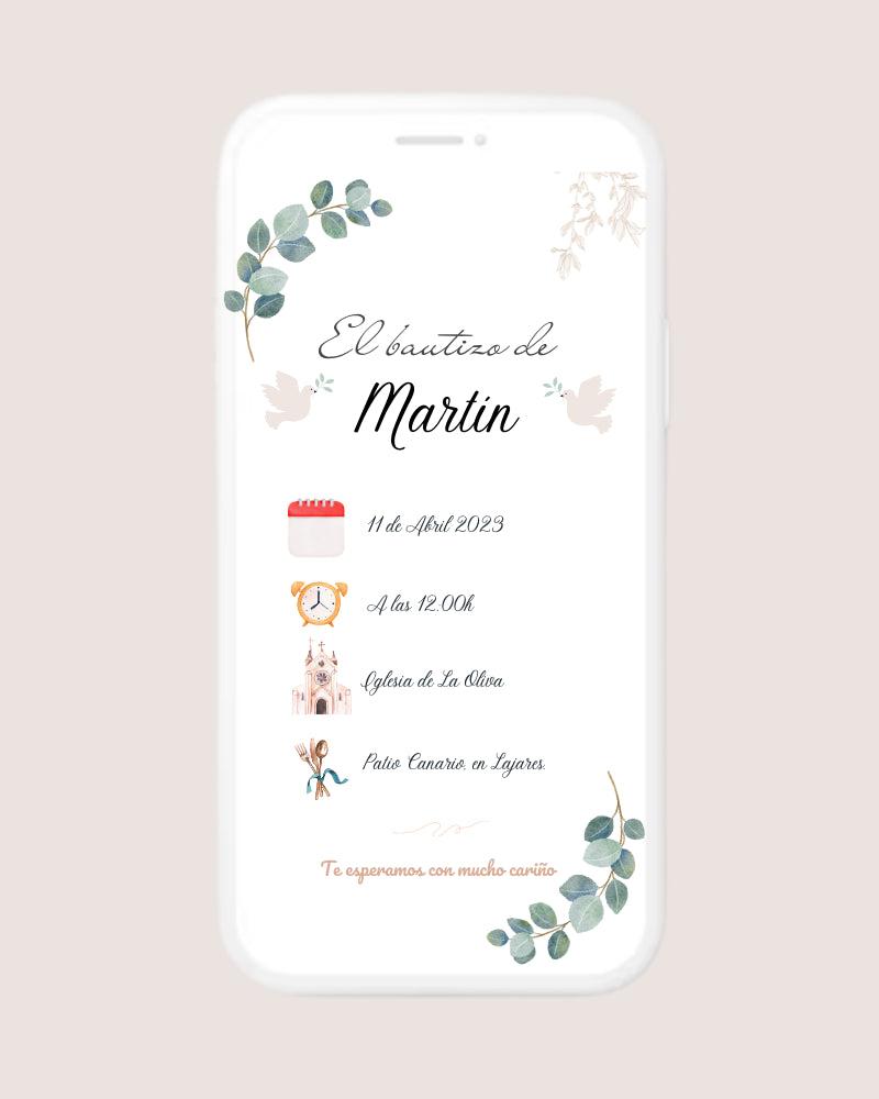 Invitación digital hojas