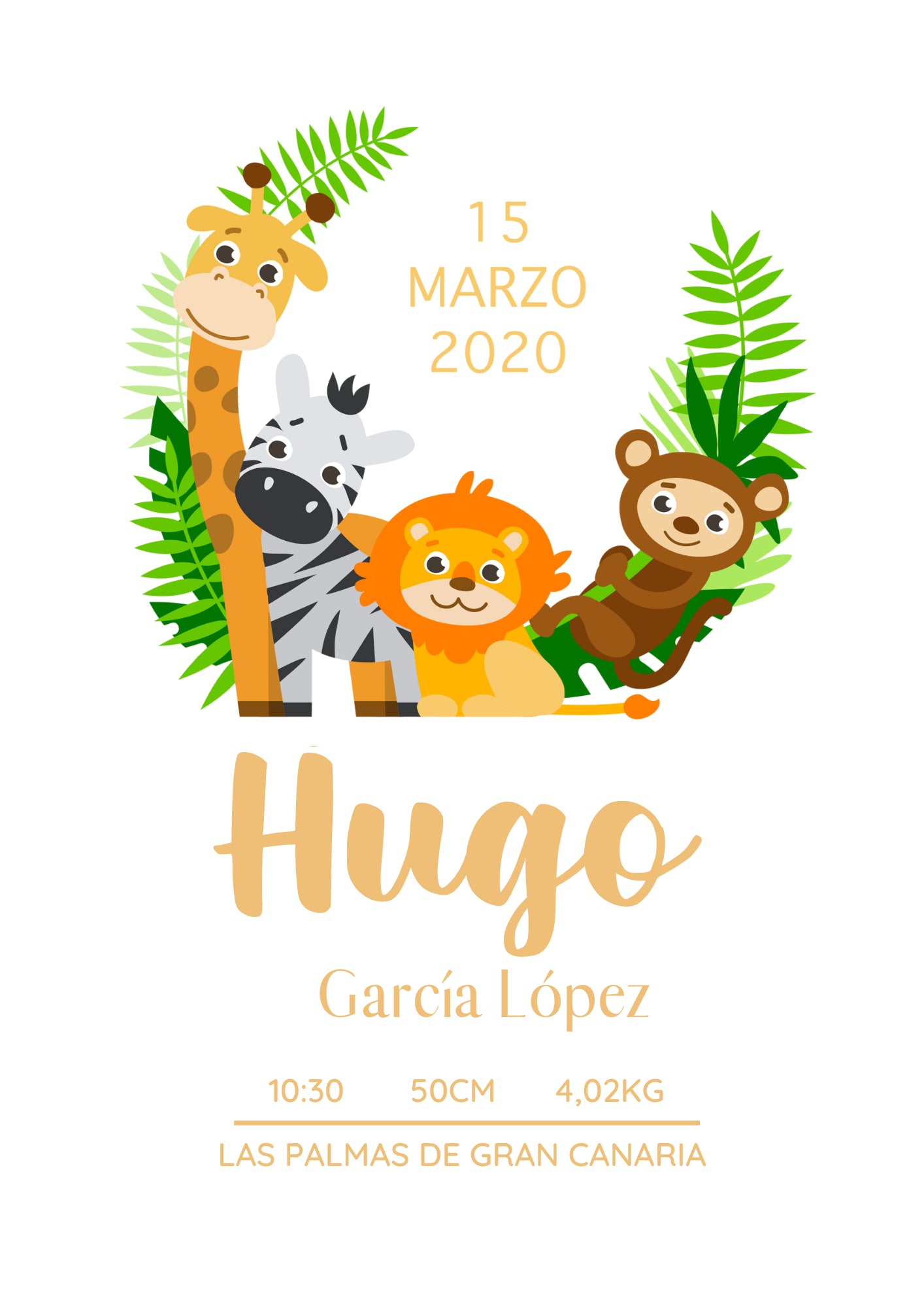 Lámina animales de la selva