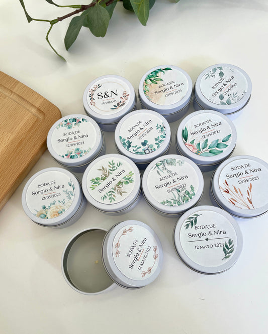 Vela aromática personalizada boda