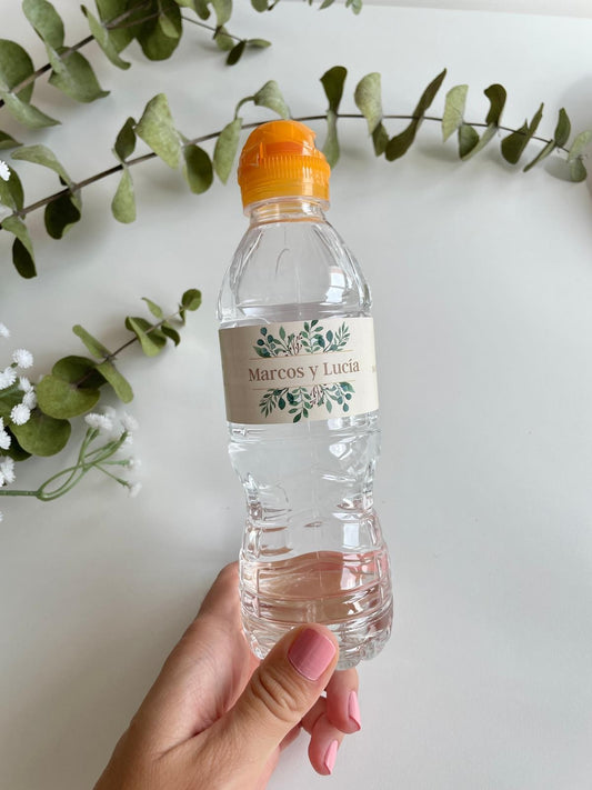 Etiquetas para botella de agua pequeña boda (12uds.)
