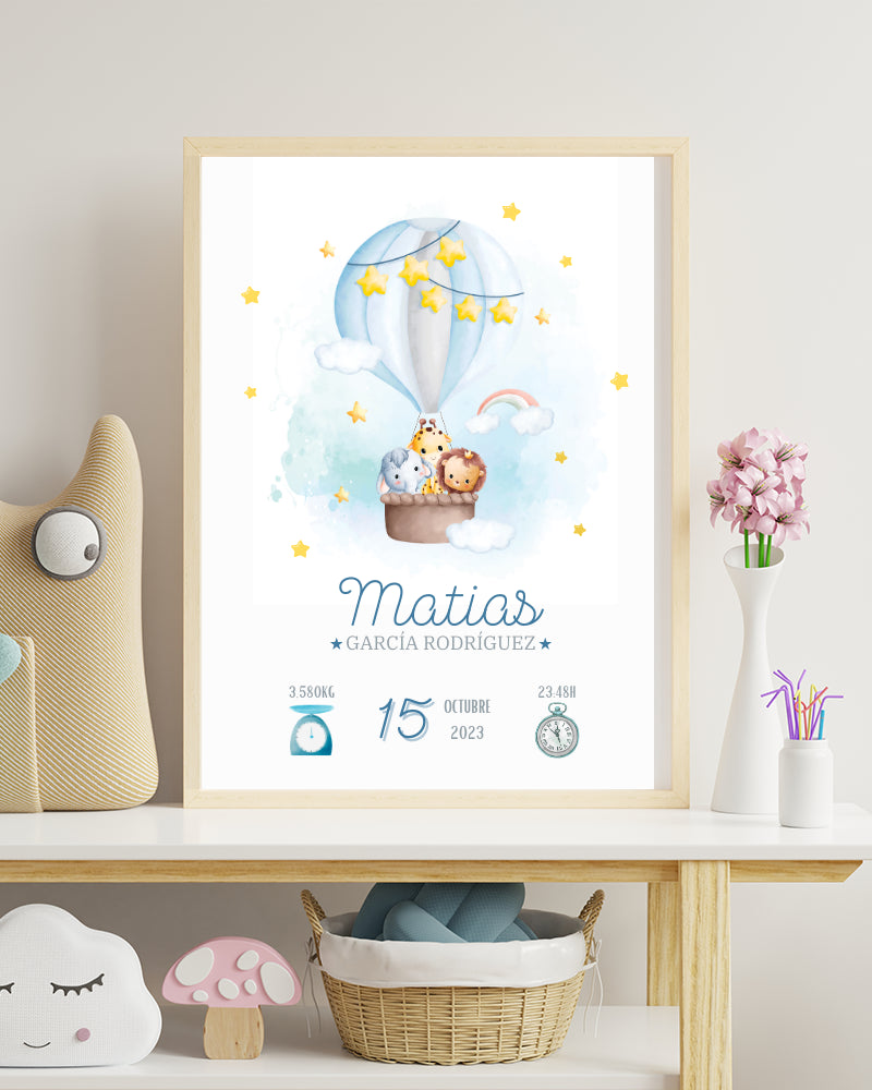 Lámina natalicio Animales en globo