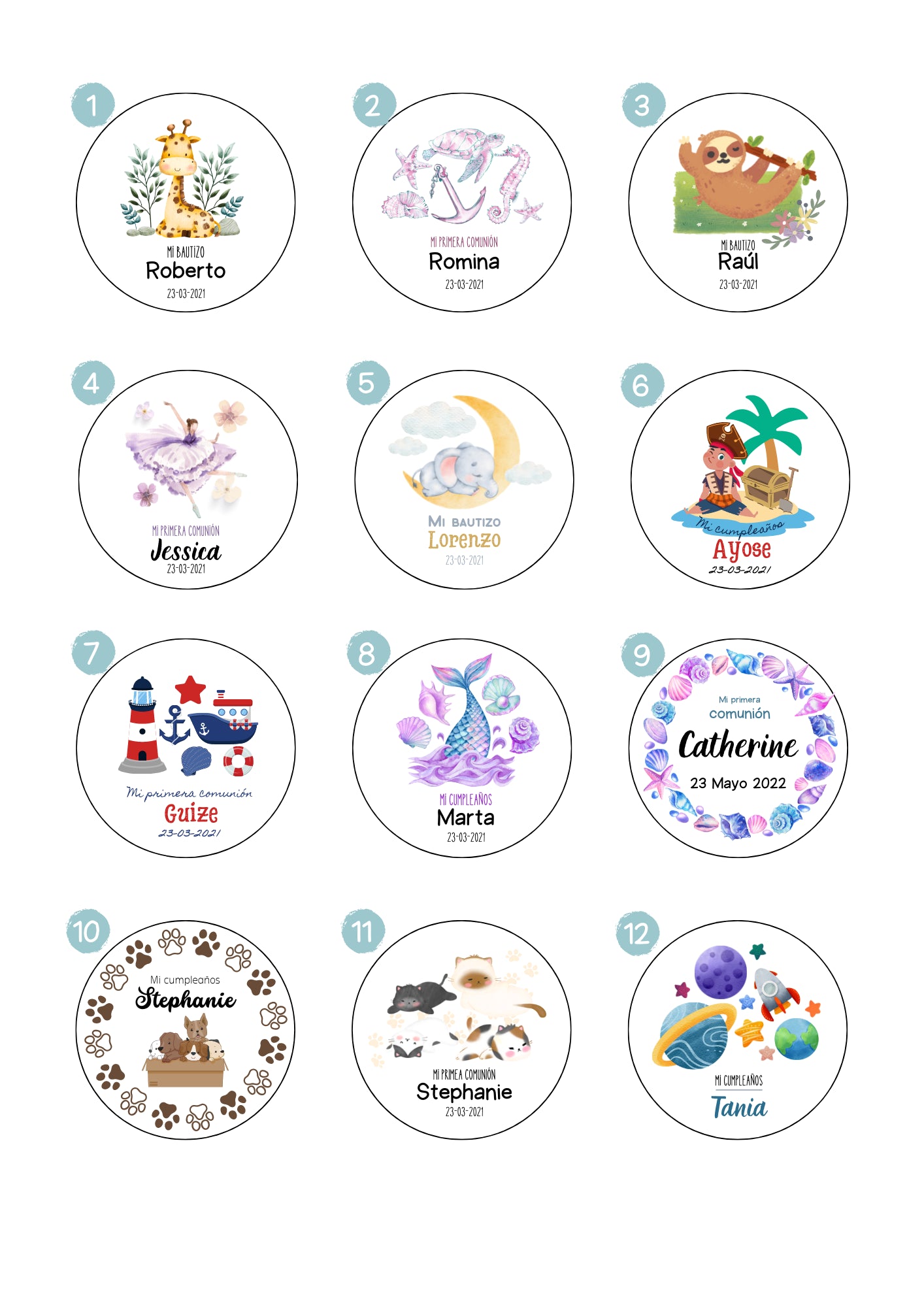 Pegatinas personalizadas (12 uds.)