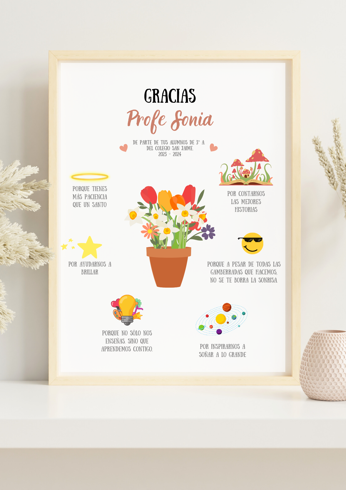 Lámina personalizada para profe 'Gracias por enseñarnos'