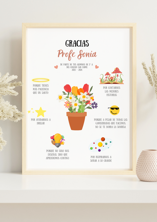 Lámina personalizada para profe 'Gracias por enseñarnos'