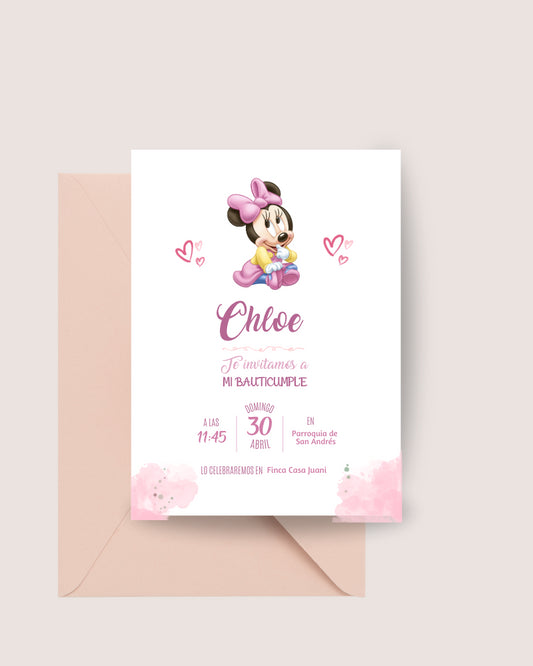 invitacion personalizada cumpleaños minnie