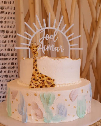 cake topper de diseño sol 2 nombres