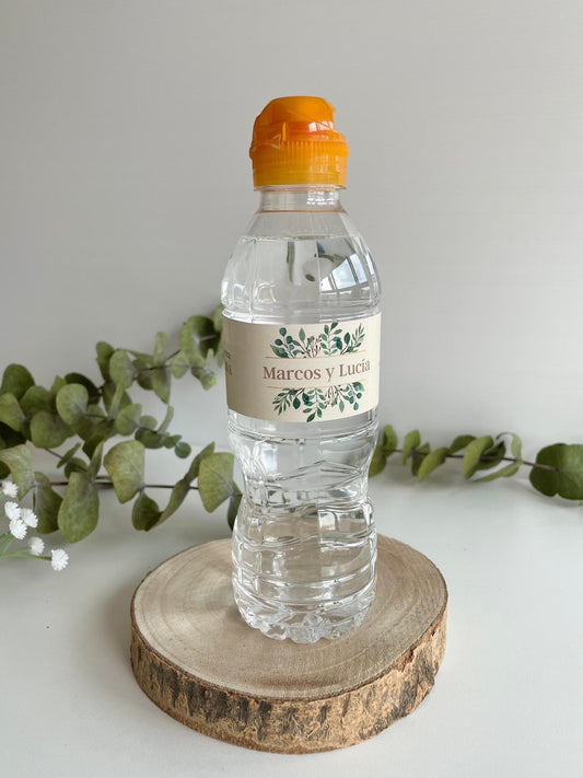 Etiquetas para botella de agua pequeña boda (12uds.)